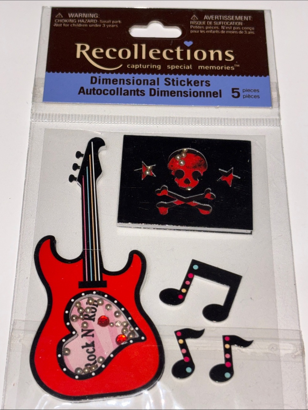 Recollections Red & Black Guitar Stickers Red Guitar Scrapbook Sticker Camp Rock